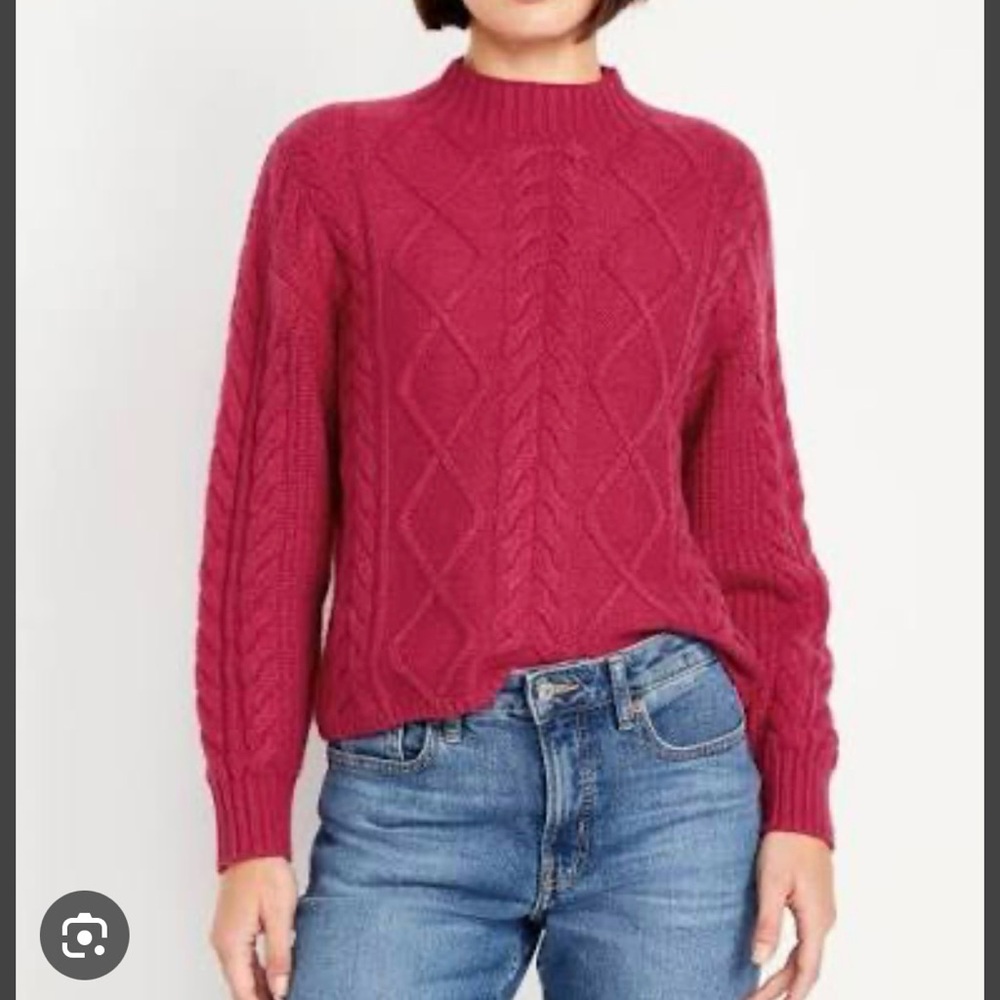 NWT Old Navy SoSoft Cropped Mock Neck Cable Knit Sweater